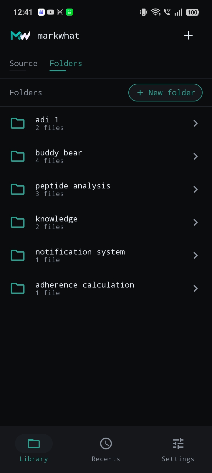 MarkWhat — folders list