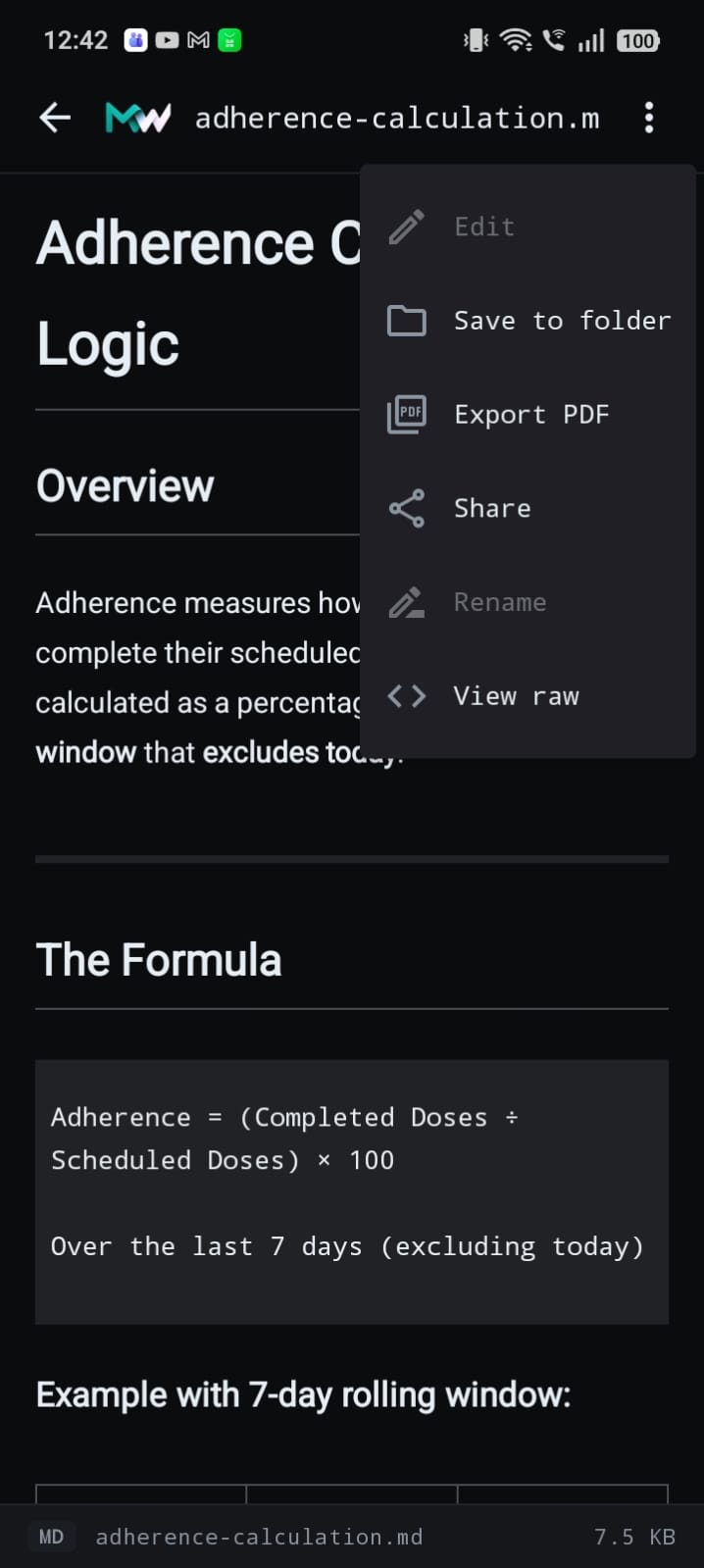 MarkWhat — reader overflow menu